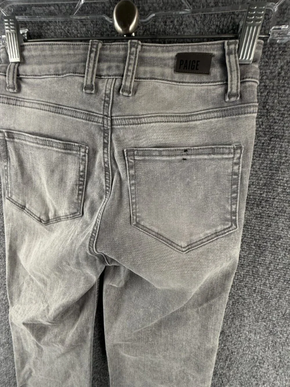Paige Cindy Crop 24 Denim Gray Jeans Cotton Blend Soft Faded Asphalt ACTL 24X26